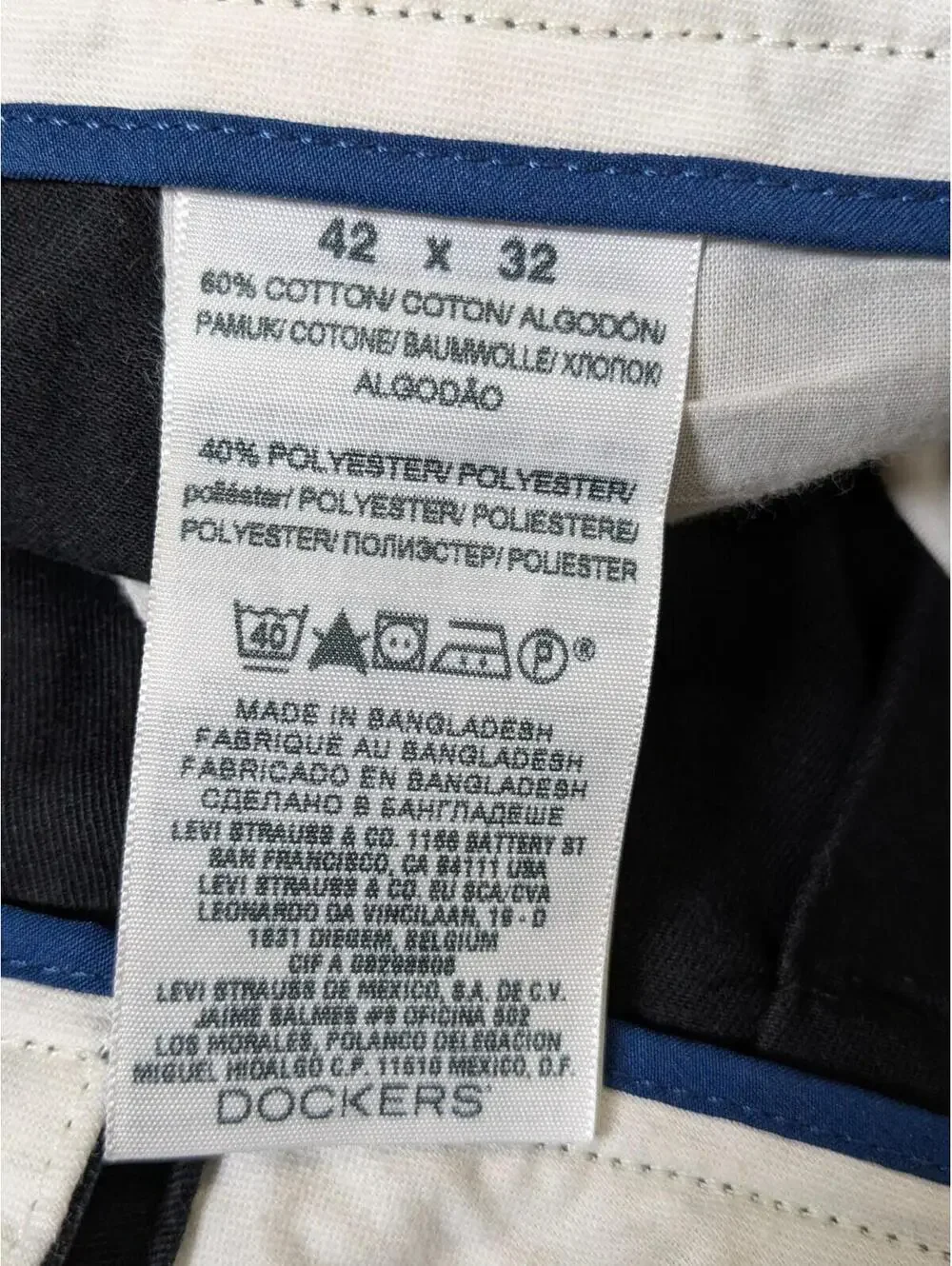 Dockers Men's Classic Fit Chinos Pants Black, W42 L32, Big & Tall, Pleated Front